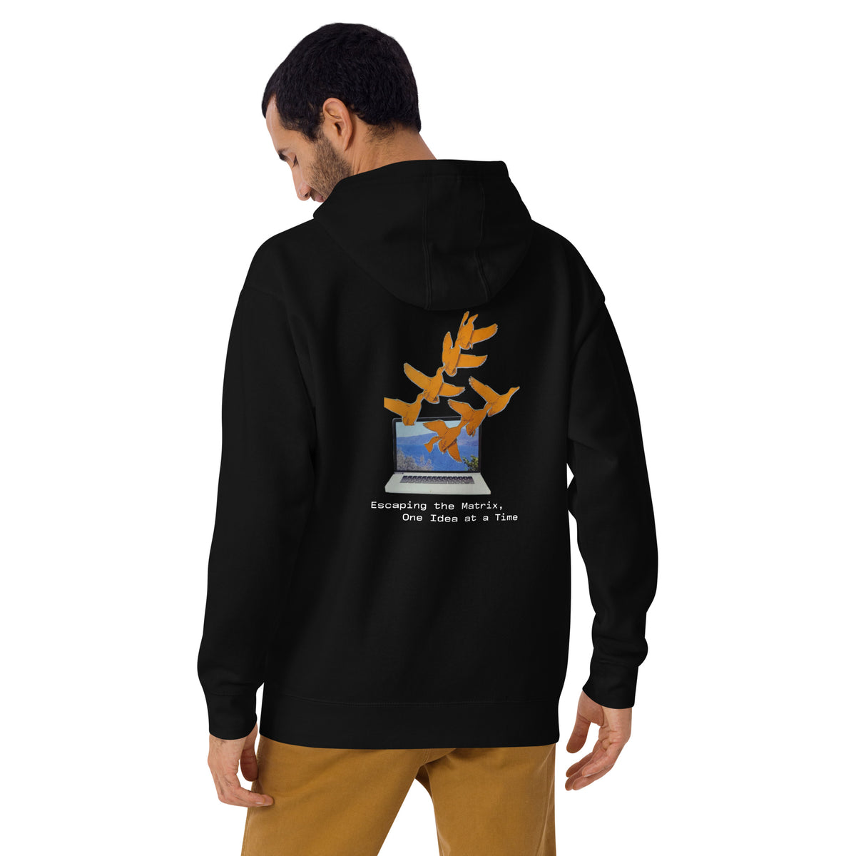 escaping the matrix unisex premium pullover hoodie black back